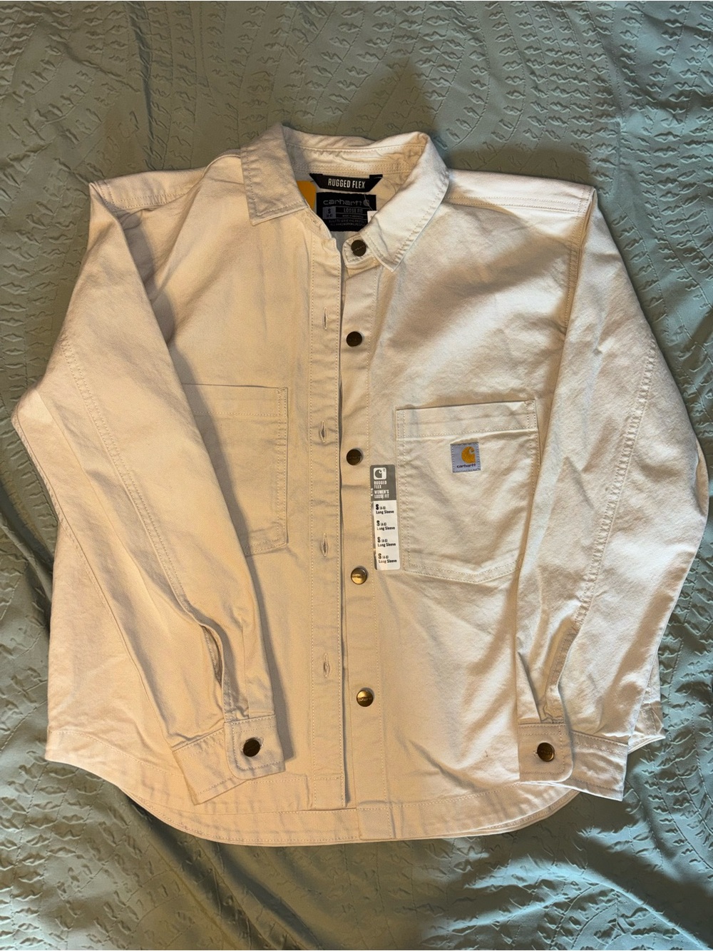 Carhartt Women’s Rugged Flex Canvas Work Shirt Jacket in White